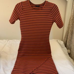 Iris Striped Orange Bodycon Dress